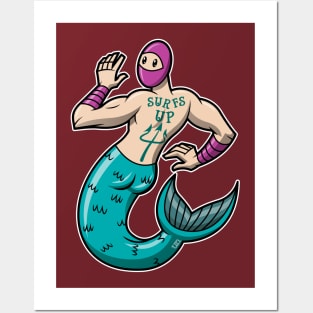 Mermaid Ninja - white boarder Posters and Art